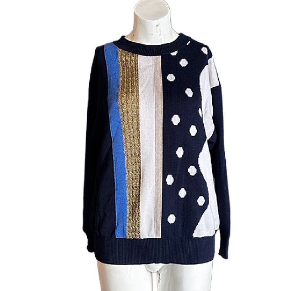 Navy and Blue Polka Dot Sweater